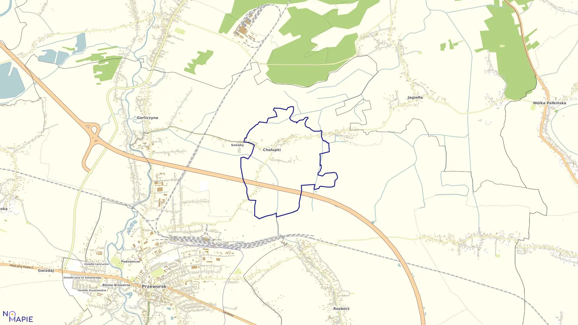 Mapa obrębu Chałupki w gminie Przeworsk