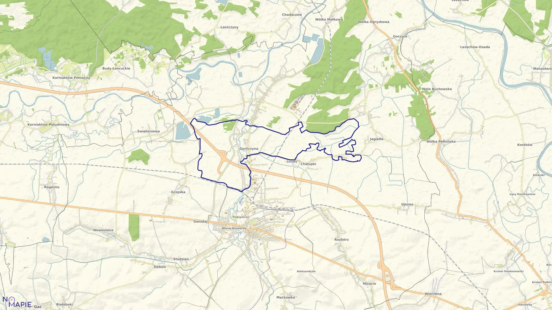 Mapa obrębu Gorliczyna w gminie Przeworsk