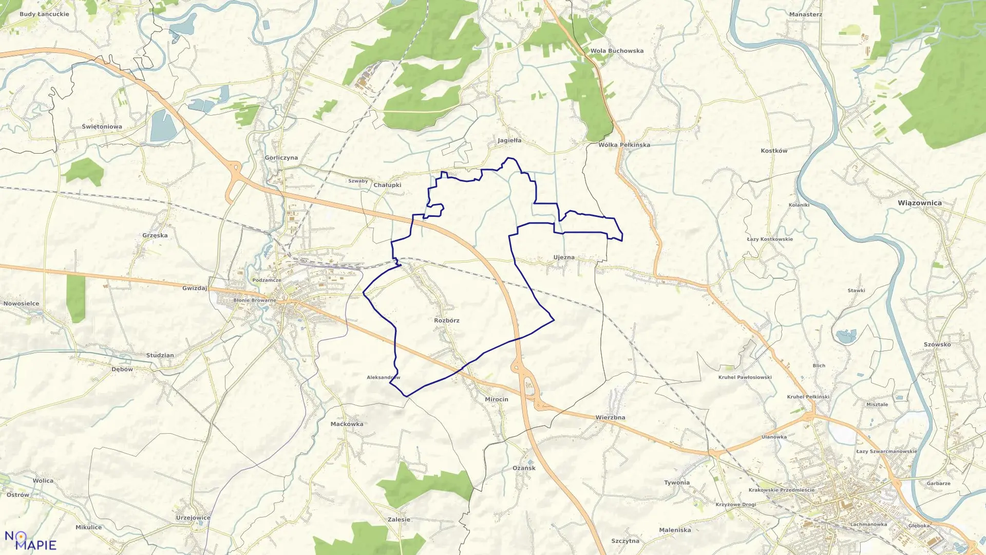 Mapa obrębu Rozbórz w gminie Przeworsk