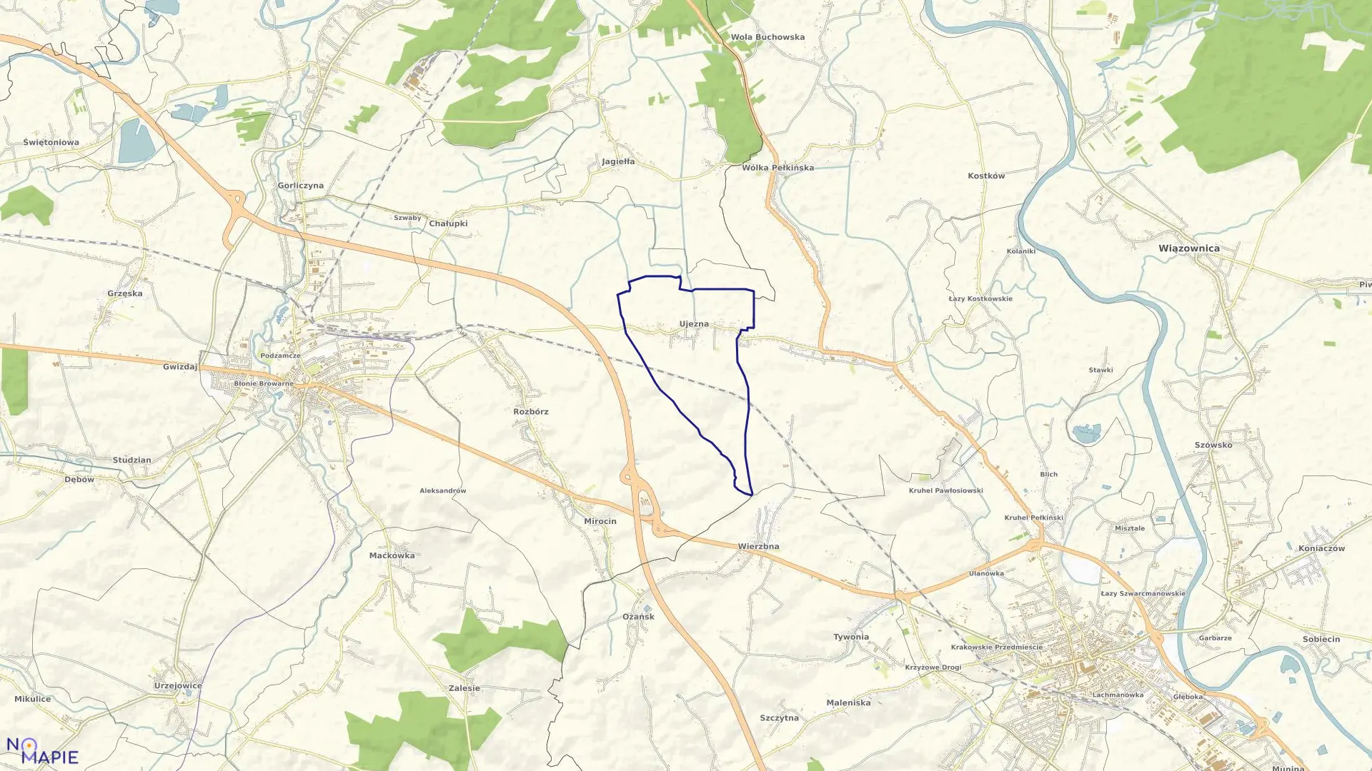 Mapa obrębu Ujezna w gminie Przeworsk